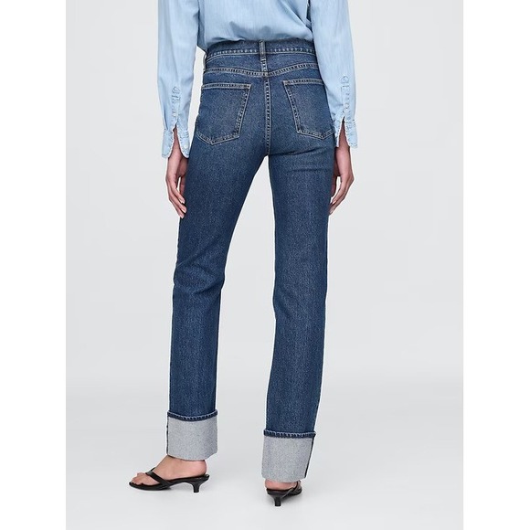 NWT Gap High Rise Cuffed '90s Slim Straight Jeans Blue Denim Plus Size 33 16 - Picture 9 of 12